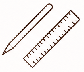 Line drawing of a pencil and ruler